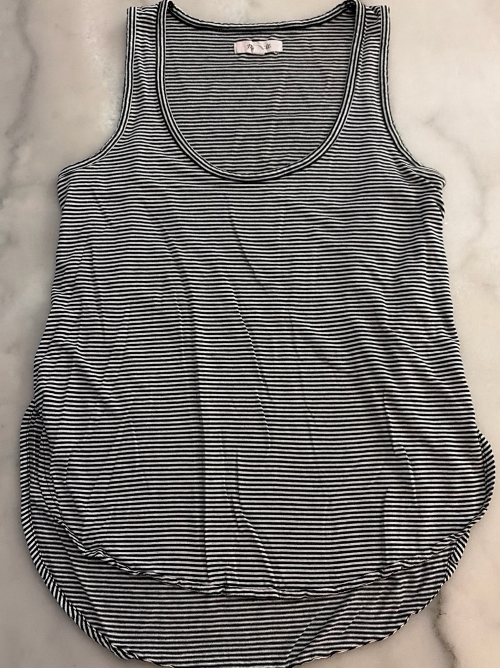 Madewell Black and White Striped Scoop Neck Tank
